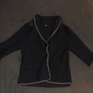 Aqua Button Up Blazer Small Work Jacket Navy/Gray
